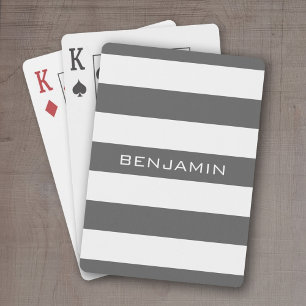 Jeu De Cartes Bandes de rugby blanches et grises avec nom person