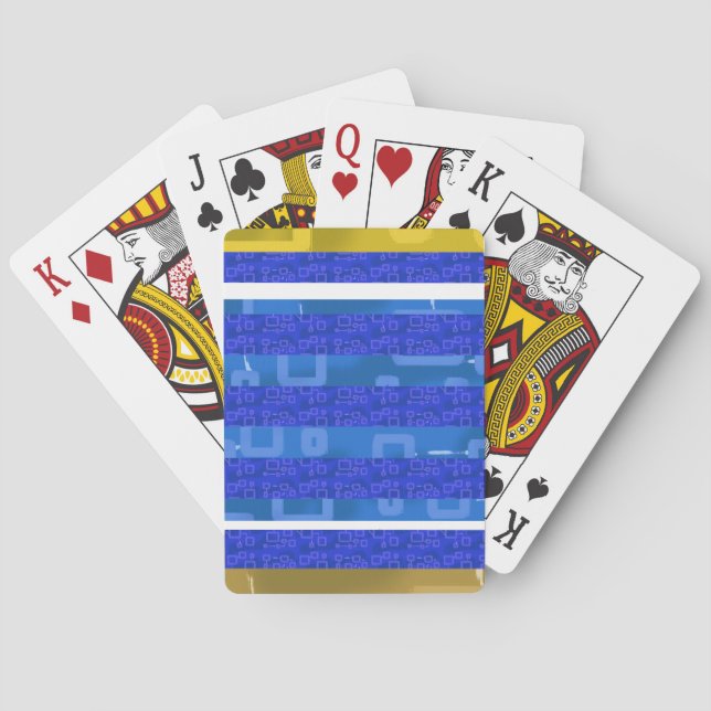 Jeu De Cartes Bandes géométriques dorées bleu cool (dos)