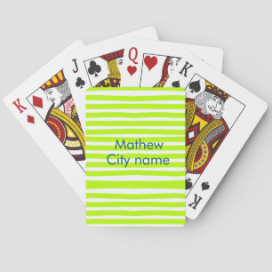 Jeu De Cartes Bandes rétro jaune vert néon ajoutent nom lieu vil