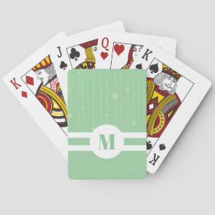 Jeu De Cartes Bandes vert à la menthe monogramme pastel moderne