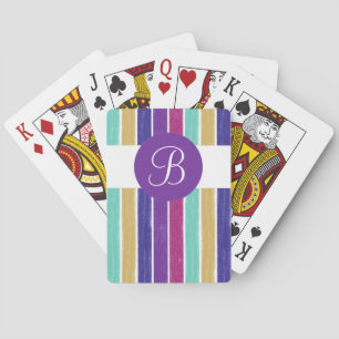 Jeu De Cartes Bandes violettes monogramme personnalisé jouer car