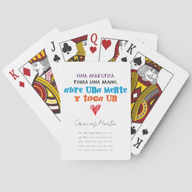 Jeu De Cartes Baraja de cartas para profesora y vuestros nombres (dos)