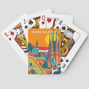Jeu De Cartes Barcelone Espagne Voyage Rétro