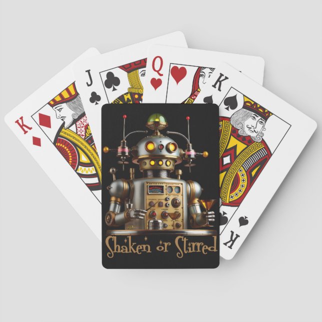 Jeu De Cartes Barman Robot Futuriste "Secoué ou Remué" (dos)