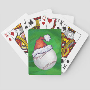 Jeu De Cartes Baseball à Santa Hat sur Green