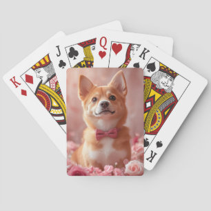 Jeu De Cartes Basenji avec des roses - Saint-Valentin