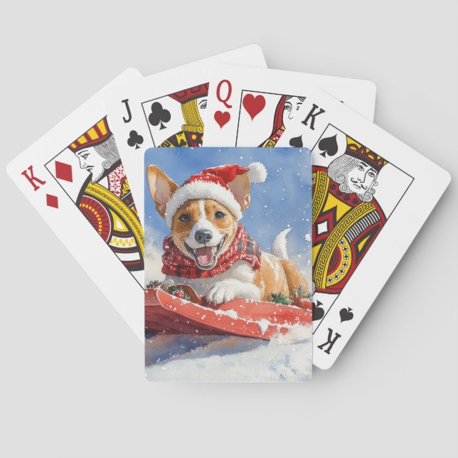 Jeu De Cartes Basenji Chien en rebord Laisser neiger Noël (dos)