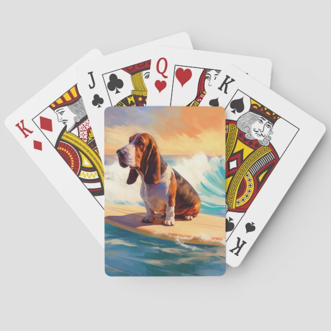 Jeu De Cartes Basset Hound Beach Surf Peinture (dos)