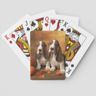 Jeu De Cartes Basset Hound Chiot Automne Citrouille de plaisir