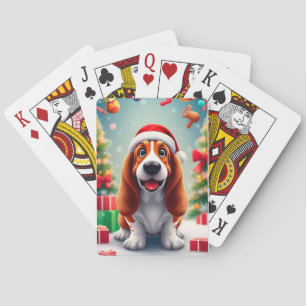 Jeu De Cartes Basset Hound joueur célébrant Noël