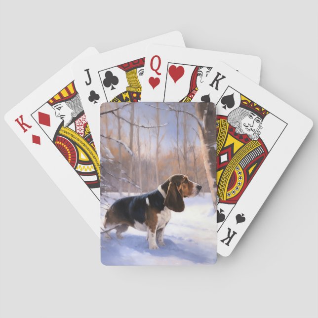 Jeu De Cartes Basset Hound Laisser neiger Noël (dos)