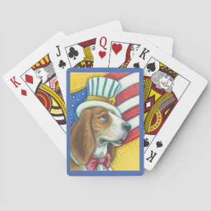 JEU DE CARTES BASSET HOUND ONCLE SAM, CHIENS CARTES DE JEU EN VÉ