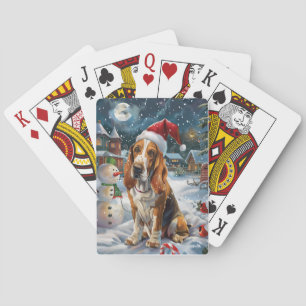 Jeu De Cartes Basset Hound Pays de Merveilles d'Hiver Joie de No