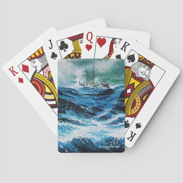 Jeu De Cartes Bateau dans la mer dans la tempête (dos)