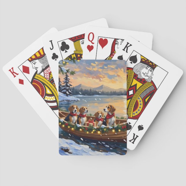 Jeu De Cartes Bateau de Noël Beagle Fêtes (dos)
