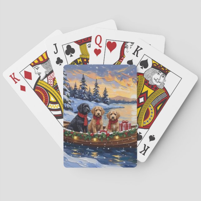 Jeu De Cartes Bateau de Noël Bernedoodle pour les Fêtes (dos)