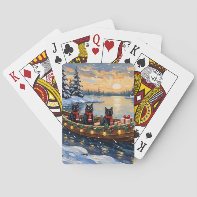 Jeu De Cartes Bateau de Noël de Chat Noir pour les Fêtes (dos)