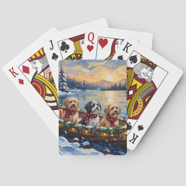 Jeu De Cartes Bateau de Noël Lhasa Apso pour les Fêtes (dos)