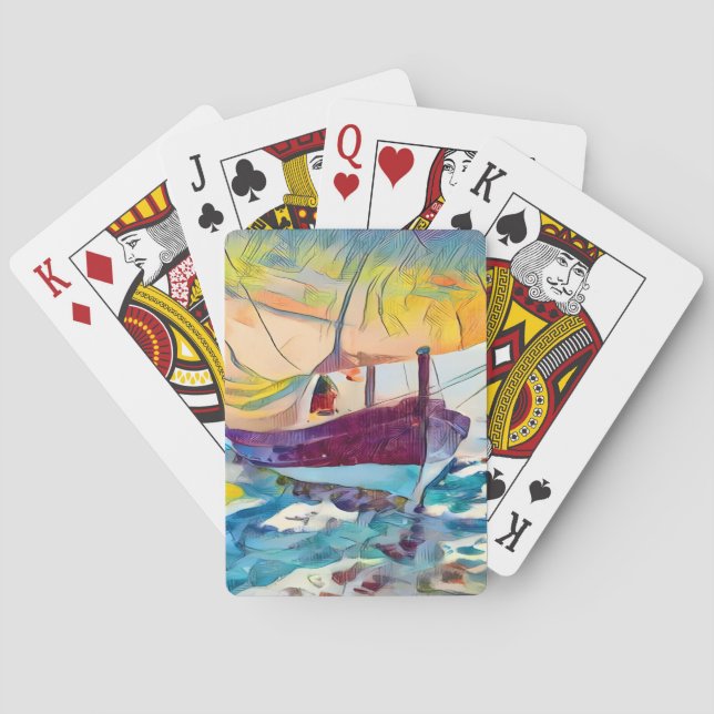 Jeu De Cartes Bateaux de pêche sur la plage, Valence (dos)