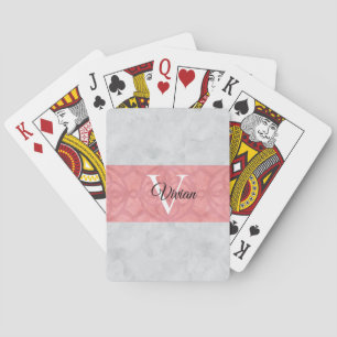 Jeu De Cartes Batik Rose Ruddy Et Aquarelle Gris Monogramme