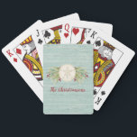 Jeu De Cartes Beach de sable<br><div class="desc">Un jeu de cartes sur la plage de Noël avec un joli dollar de sable parmi les herbes de mer et les baies. Ce design a un arrière - plan en bois texturé patiné et peut être personnalisé avec votre nom. Fait un grand cadeau ou une farce de bas de...</div>