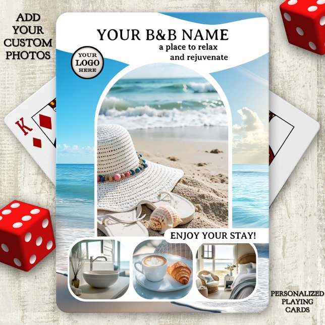 Jeu De Cartes Beach House B&B Photo Collage (Beach house or B&B playing cards featuring a collage with your custom photos)