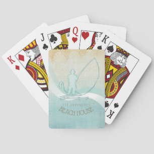 Jeu De Cartes Beach House Pêcheur nautique Aqua Blue ID623