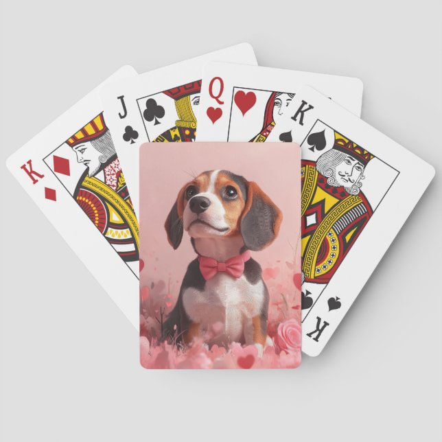 Jeu De Cartes Beagle avec des roses - Saint-Valentin (dos)