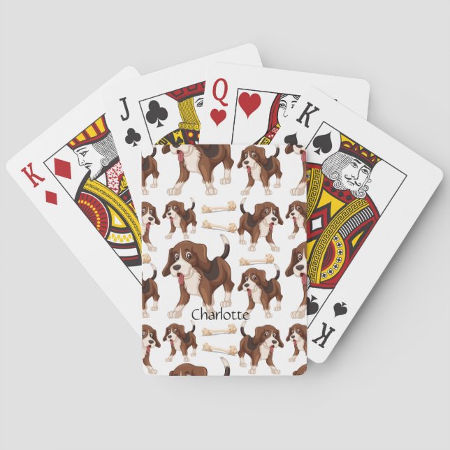 Jeu De Cartes Beagle chien transparent motif Nom personnalisé (dos)