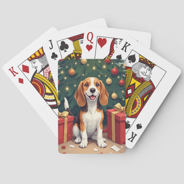 Jeu De Cartes Beagle Christmas Morning Gift-Unboxing Painting (dos)