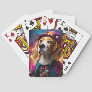 Jeu De Cartes Beagle dans un Casquette rose