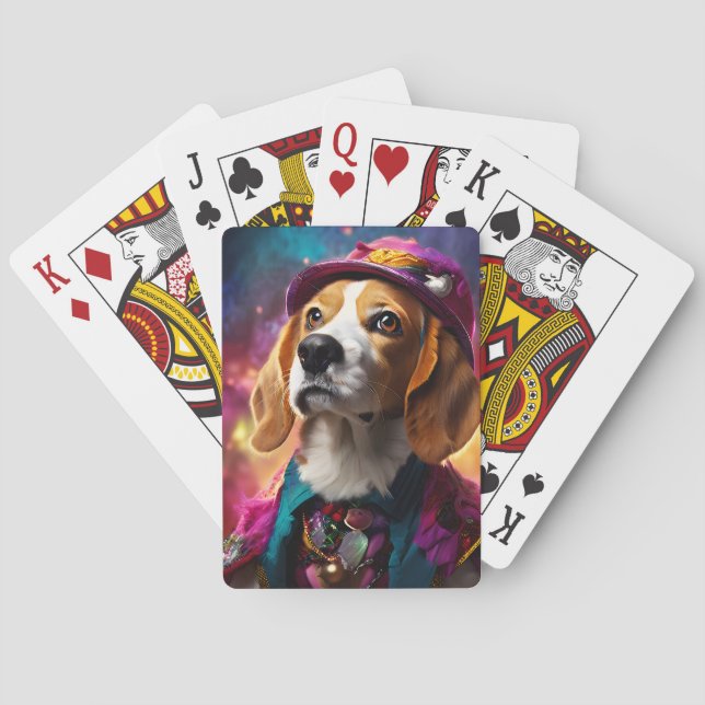 Jeu De Cartes Beagle dans un Casquette rose (dos)