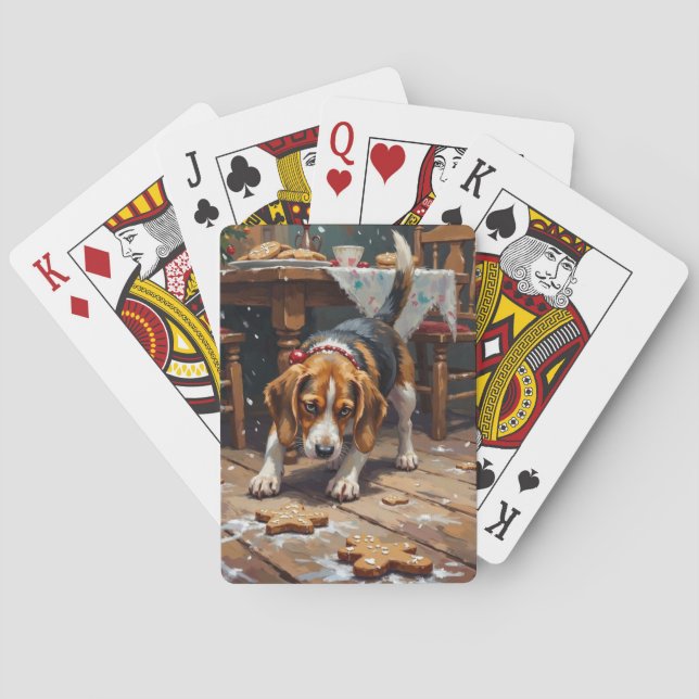 Jeu De Cartes Beagle Dog Tracking Gingerbread Christmas Fun Art (dos)