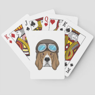 Jeu De Cartes Beagle en tant que pilote avec casquette pilote