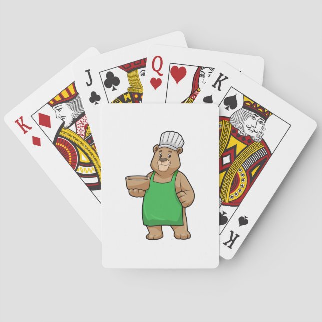 Jeu De Cartes Bear as Cook with Cooking apron & Bowl (dos)