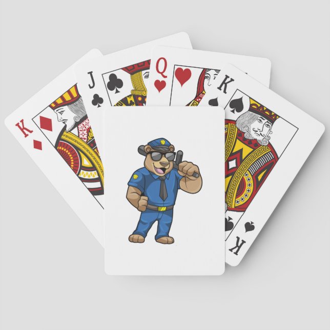 Jeu De Cartes Bear as Police officer with Baton (dos)