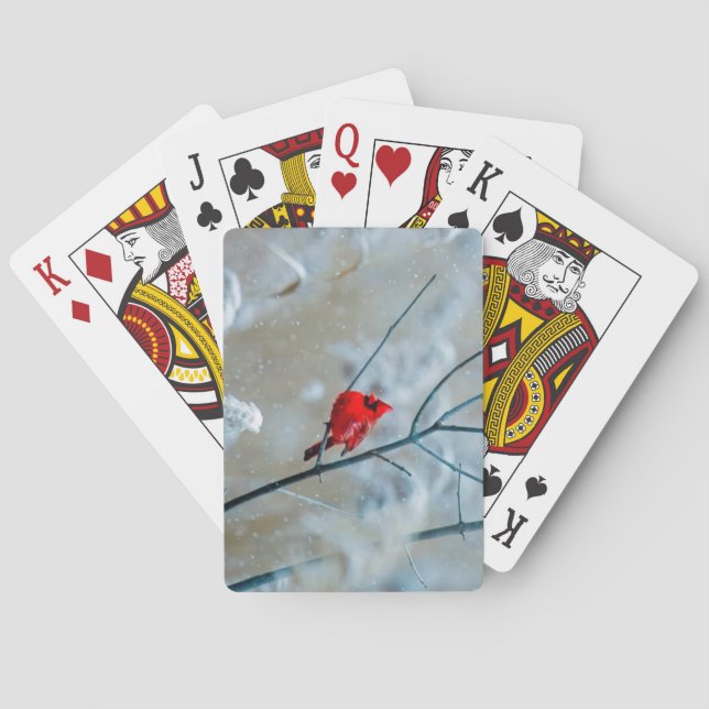 Jeu De Cartes Beau Cardinal Rouge dans la neige (dos)