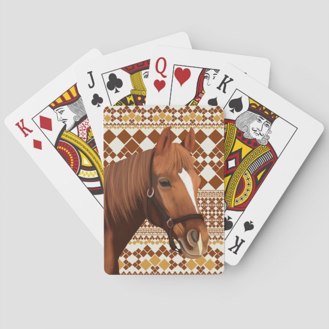Jeu De Cartes Beau cheval Brown sur Motif géométrique Earthy (dos)