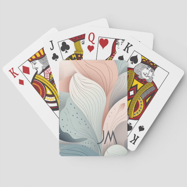 Jeu De Cartes Beau design feuille pastel élégant (dos)