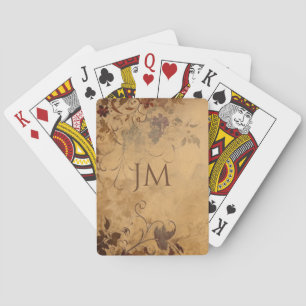 Jeu De Cartes Beau design floral sur papier vintage