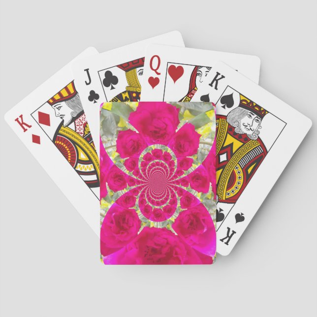 Jeu De Cartes Beau Extraordinaire Roses rouges Motif Kaleidoscop (dos)