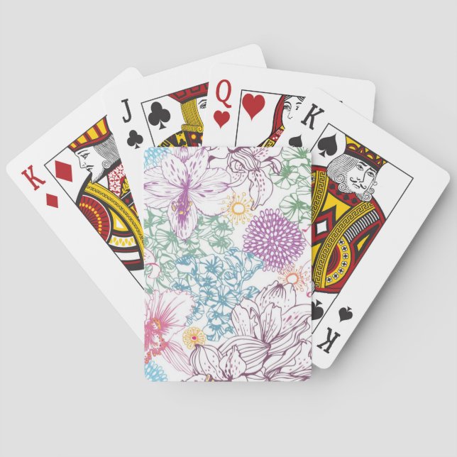 Jeu De Cartes Beau motif avec les fleurs colorées (dos)