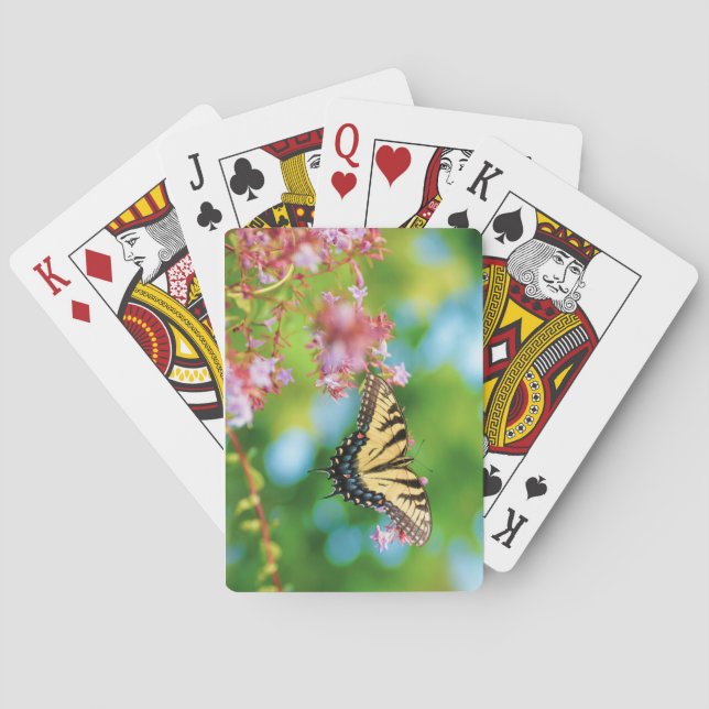 Jeu De Cartes Beau papillon Swallowtail sur de jolies fleurs (dos)