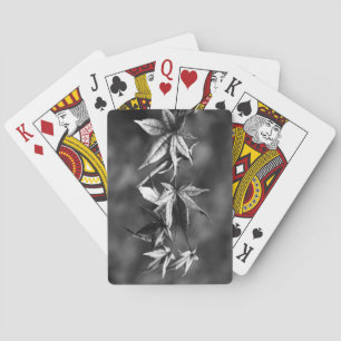 Jeu De Cartes Beau portrait de feuille d'érable japonais en N/B