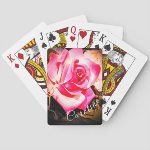 Jeu De Cartes Beau Rose avec nom