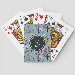 Jeu De Cartes Beauté botanique : Bébé Aquarelle bleue Monogramme