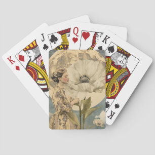 Jeu De Cartes Beauté Lune - Femme avec Fleur Blanche et Lune