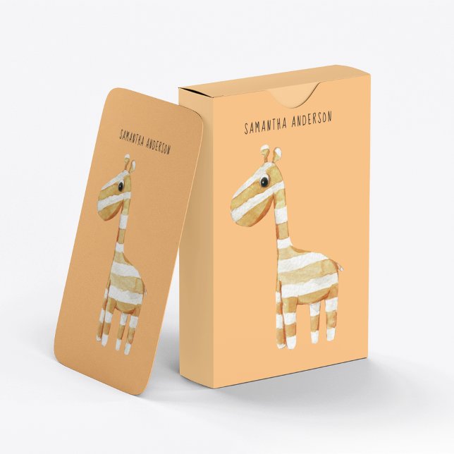 Jeu De Cartes Beauté Moderne Giraffe Orange Avec Nom (Créateur téléchargé)