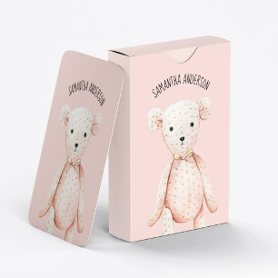 Jeu De Cartes Beauté Moderne Pastel Pink Teddy Ours Avec Nom