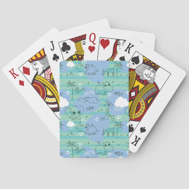 Jeu De Cartes Beaux animaux jouant avec de l'eau 3 (dos)